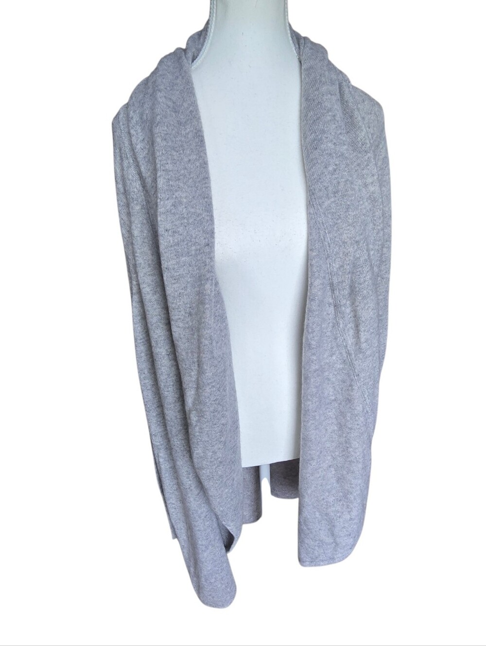 Isaac Mizrahi Live NWOT 100% Cashmere Heathered Grey Duster Open Front Cardigan